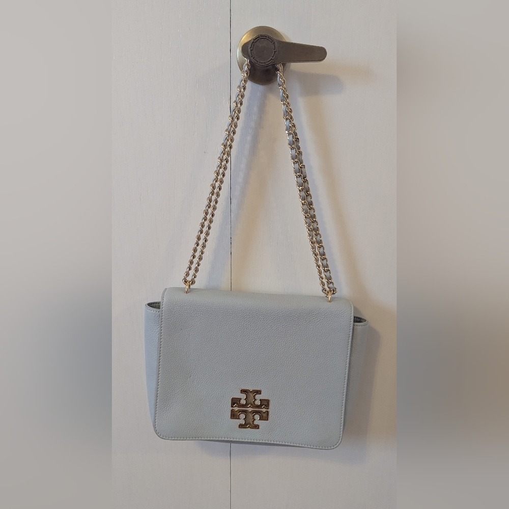 Tory Burch Light/Mint Blue Satchel VGUC!